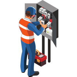 Dessin technicien travaillant dans panneau électrique